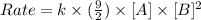 Rate=k\times (\frac{9}{2})\times [A]\times [B]^2