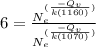 6 =  \frac{N_e ^{(\frac{-Q_v }{k(1160)}) }}{N_e ^{(\frac{-Q_v }{k(1070)})}}\\