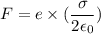 F=e\times(\dfrac{\sigma}{2\epsilon_{0}})