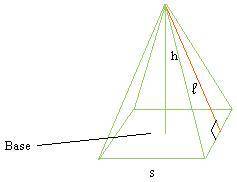 Jenna is making a paper lantern in the shape of the square pyramid shown below. All the surfaces of