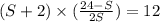 (S+2) \times (\frac{24 -S}{2S})=12