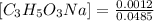 [C_3H_5O_3Na]=\frac{0.0012}{0.0485}