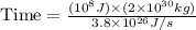 \text{Time}=\frac{(10^8J)\times (2\times 10^{30}kg)}{3.8\times 10^{26}J/s}