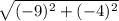 \sqrt{(-9)^2+(-4)^2}