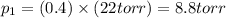 p_1=(0.4)\times (22torr)=8.8torr
