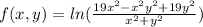 f(x,y)=ln(\frac{19x^2-x^2y^2+19y^2}{x^2+y^2})