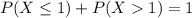 P(X \leq 1) + P(X  1) = 1