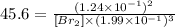 45.6=\frac{(1.24\times 10^{-1})^2}{[Br_2]\times (1.99\times 10^{-1})^3}