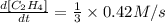\frac{d[C_2H_4]}{dt}=\frac{1}{3}\times 0.42M/s