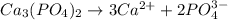 Ca_3(PO_4)_2\rightarrow 3Ca^{2+}+2PO_4^{3-}