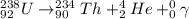 ^{238}_{92}U\rightarrow ^{234}_{90}Th+^4_2{He}+^0_0\gamma