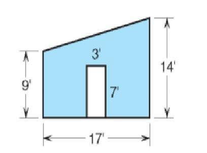 How many square feet of drywall are needed for the wall shown in the figure to the right?