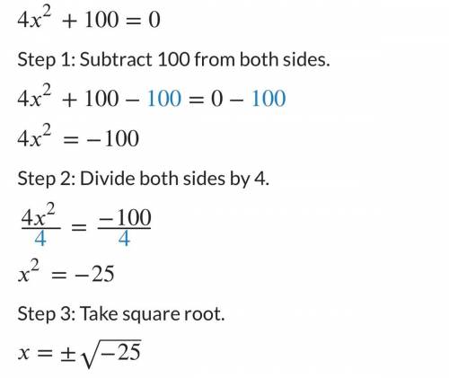 Solve using the quadratic equation 4x^2+100=0