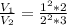 \frac{V_1}{V_2} =\frac{1^2*2}{ 2^2*3}