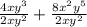 \frac{4xy^{3} }{2xy^{2} }  +  \frac{8x^{2} {y}^{5} }{2x {y}^{2} }