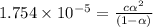 1.754\times 10^{-5}=\frac{c\alpha ^2}{(1-\alpha)}