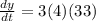 \frac{dy}{dt}=3(4)(33 )