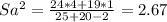 Sa^2= \frac{24*4+19*1}{25+20-2}= 2.67