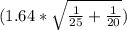 (1.64*\sqrt{\frac{1}{25} +\frac{1}{20} } )
