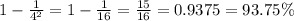 1-\frac{1}{4^2} = 1- \frac{1}{16} = \frac{15}{16} =0.9375 = 93.75\%