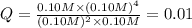 Q=\frac{0.10 M\times (0.10 M)^4}{(0.10 M)^2\times 0.10 M}=0.01