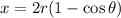 x=2r(1-\cos \theta)