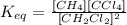 K_{eq}=\frac{[CH_4][CCl_4]}{[CH_2Cl_2]^2}