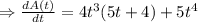 \Rightarrow \frac{dA(t)}{dt} =4t^3(5t+4)+5t^4