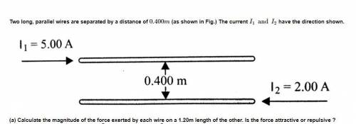 Calculate the magnitude of the force exerted by each wire on a 1.20-m length of the other.