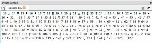 Write a loop that prints the first 128 ASCII values followed by the corresponding characters (see th