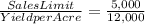 \frac{Sales Limit}{Yield per Acre} = \frac{5,000}{12,000}