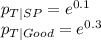 p_{T | SP} = e^{0.1}\\p_{T | Good} = e^{0.3}\\