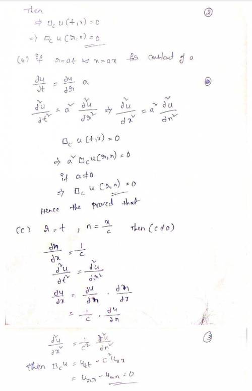 Let u solve cu = 0. Show that any derivative, say w = uxt, also solves cw = 0. In cu = 0, u = u(t, x