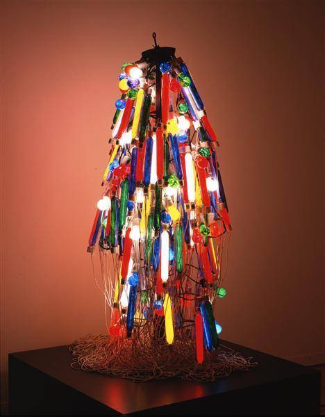 N her abstract works Electric Dress and Untitled, Japanese artist Atsuko Tanaka created  through the