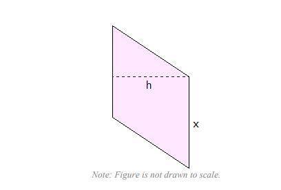 If x = 3 units, y = 6 units, and h = 4 units, find the area of the rhombus shown above using decompo