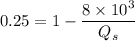 0.25=1-\dfrac{8\times 10^3}{Q_s}