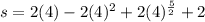 s=2(4)-2(4)^{2} +2(4)^{\frac{5}{2} }+2