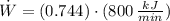 \dot W = (0.744)\cdot (800\,\frac{kJ}{min} )