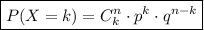 \boxed{P(X=k)=C^n_k \cdot p^k\cdot q^{n-k}}