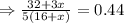 \Rightarrow \frac{32+3x}{5(16+x)} =0.44