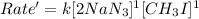 Rate'=k[2NaN_3]^1[CH_3I]^1