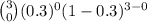 \binom{3}{0}(0.3)^{0}(1-0.3)^{3-0}