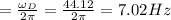 = \frac{\omega _D}{2\pi } =  \frac{44.12}{2\pi } = 7.02 Hz
