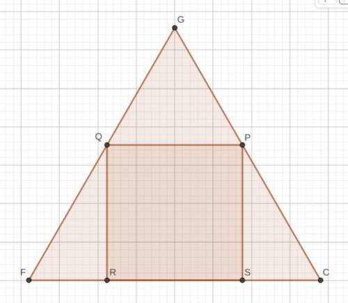 Given: △CGF ,CG=GF=CF=and, KOPS is a square inside this triangle with one side on CF and its two ver