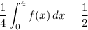 \displaystyle\frac{1}{4}\int^4_0{f(x)} \, dx =\frac{1}{2}