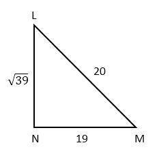 In right triangle LMN, L and M are complementary angles and sin(L) is 19/20. What is cos(M). A. 19/2