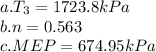 a.T_3=1723.8kPa\\b.n=0.563\\c.MEP=674.95kPa