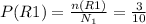 P(R1)=\frac{n(R1)}{N_1}=\frac{3}{10}