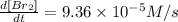 \frac{d[Br_2]}{dt}=9.36\times 10^{-5}M/s