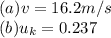 (a) v=16.2m/s\\(b) u_{k}=0.237